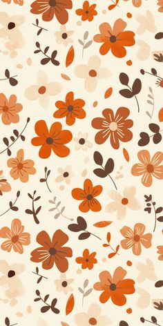 an orange and brown flower pattern on a white background