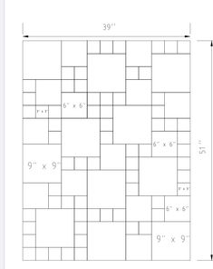 a drawing of a floor plan with the measurements for each square and four squares on it