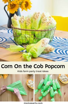 corn on the cob popcorn kids'party treat idea