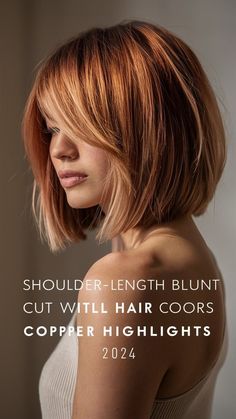 Create a photorealistic image of a woman with balayage wavesstyled with copper highlightsThe model should be facing slightly to the sideshowing off the details of the hairstyleUse softnatural lighting to highlight the texture and shine of the hairInclude the text 'Why Choose Balayage Waves with Fall Hair Colors Copper Highlightsin an elegantsans-serif font overlaid on the imageStylePhotorealisticAspect ratio2:3 (Pinterest optimal). Copper Bob Hair, Short Copper Hair, Fall Hair Colors Copper, Highlights On Black Hair, Red Copper Hair Color, Highlight Ideas, Copper Balayage, Copper Highlights, Edgy Haircuts