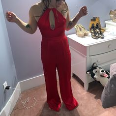 Super Comfy And Flattering Pantsuit From Express! Size Xs. Never Worn Aside From Trying It On! Red Pantsuit, Pant Jumpsuit, Pants For Women, Pants, Red, Women Shopping, Color, Trousers