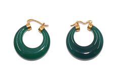 The exceptionally beautiful green Agate hoops 30 mm diameter with silver-gold-plated earrings are very filigree. The strong green color and the design radiate elegance and style in a very natural way. The subtle elegance the ladies is a luxury is a good feeling. For every fashionable outfit this earrings can look good. To the perfect selection the dress to the earrings is the fashion conscious lady. Elegant Green Agate Earrings, Elegant Green Hoop Earrings Pierced, Elegant Green Pierced Hoop Earrings, Green Formal Hoop Earrings, Formal Green Hoop Earrings, Green Hoop Jewelry For Formal Events, Elegant Jade Hoop Earrings, Green Hoop Jewelry For Formal Occasion, Elegant Small Hoop Green Earrings