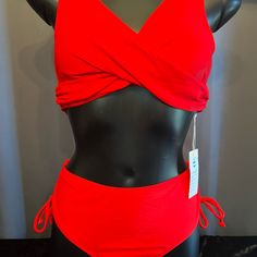 This Very Flattering Nwt Beachsissi Size L, 2 Piece Bikini With Adjustable Side Ties And Adjustable Lattice Back Closure. Hits Just Below The Belly Button With High Cut Legs. Removable Pads In The Top. Bust 34”, Hip To Hip 28”, Length 11”. Metallic Swimsuit, Hot Pink Leopard, High Neck Tankini, Coverup Skirt, White Halter Maxi Dress, Compression Pants, High Cut, Belly Button, Vintage Skirt