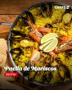 paella de marioscos with shrimp and mussels