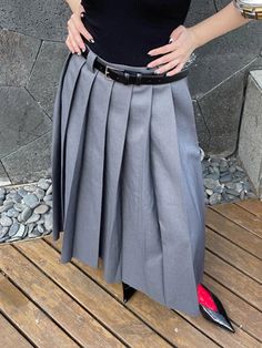 SIZE S:Waist:64cm,Hip:144cm,Length:86cm M:Waist:68cm,Hip:148cm,Length:87cm L:Waist:72cm,Hip:152cm,Length:88cm Note: 1 inch = 2.54 cm, 1 cm = 0.39 inch note: measurement by hands allow 2-3cm errors which is normal Gray High Waist Skirt For Work, Gray High Waist Skirt For Spring, High Waist Gray Pleated Skirt, Gray High Waist Pleated Skirt For Spring, Fitted Gray Pleated Summer Skirt, Fitted Gray Pleated Skirt For Summer, Gray Fitted Pleated Skirt For Summer, Summer Gray Pleated Skirt, Gray Long Pleated Skirt