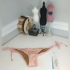 Nwt Beach Bunny Blush With Tan Underlay Size Xl Hard Summer The Side Skimpy Side Ties Low Bikini Bottom We Can Bundle Reasonable Offers Accepted