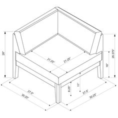 a drawing of a bench with measurements for the seat