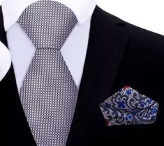 Metallic Silver Geometric Tie and Accenting Silver Small Geometric Pattern, Elegance Dress, Charcoal Gray Suit, Light Blue Dress Shirt, Classic White Dress, Grey Shirt Dress, White Dress Shirt, Navy Blue Suit, Black Tie Affair