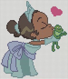 a cross stitch pattern with a baby holding a teddy bear in it's arms