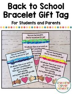 back to school bracelet gift tag for students and parents