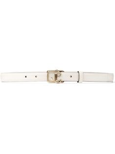 milk white/beige calf leather logo-buckle fastening gold-tone hardware adjustable fit punched holes Designer White Leather Belts, Designer White Belts For Formal Occasion, Designer White Belt For Formal Occasions, Elegant White Leather Belt, Modern White Belt For Formal Occasions, Modern White Formal Belt, Chanel 2, Iconic Bags, Loafer Mules