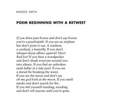 a poem written in black and white with the words poem beginning with a retweet