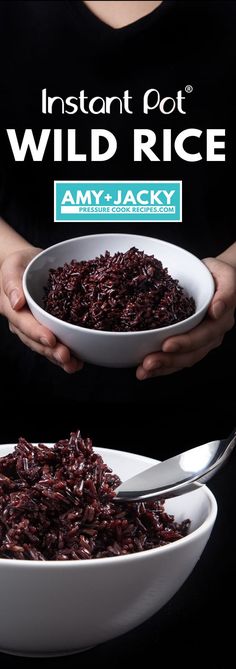 a person holding a bowl full of wild rice