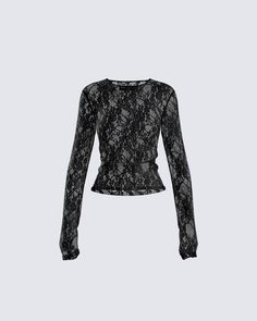 We can all agree that a black lace long-sleeve top is a staple 🙌 With a perfect blend of edge and sexiness - this crew neck with a fitted flare pairs perfectly with any look, for any occasion 💋 Lace Tops Long Sleeve, Cute Tops Png, Sheer Mesh Long Sleeve Top, Long Sleeve Top Png, Long Sleeve Going Out Tops, Lace Top With Sleeves, Long Sleeve Png, Lace Long Sleeve Top Outfit, Lace Shirt Long Sleeve