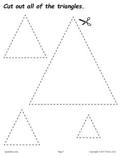 cut out all of the triangles worksheet for children to practice cutting lines and shapes