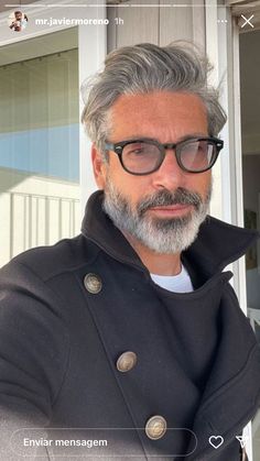 Middle Aged Man Hairstyles, Silver Hair Men, Beard And Mustache Styles, Older Mens Hairstyles, Grey Hair Men, Mustache Styles, Men With Grey Hair, Leather Jacket Men Style, Beard Look