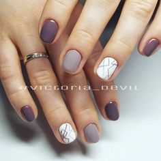 Nails One Finger Design, Finger Design, One Finger, White Nail Designs, Colorful Nail Designs, Trendy Nail Design, Nail Polishes, Purple Nails, Purple And White