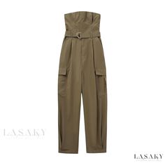 Lasaky - Stylish and Versatile Waist-belted Jumpsuit Jumpsuit Fall, Winter Jumpsuit, Off Shoulder Jumpsuit, Belt Jumpsuit, Strapless Jumpsuit, Waist Cincher, Romantic Dates, Ankle Length Pants, Jumpsuit Fashion