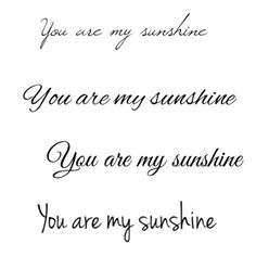 the words you are my sunshine and you are my sunshine written in cursive writing