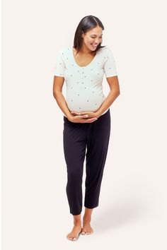 Designed with feeding in mind, this easy, snap front shirt is a perfect all day and all night top. A nursing-friendly (and ultra cozy) postpartum wardrobe staple, the Rhys features a functional snap placket and scoop neck. Casual Nursing Friendly Maternity Tops, Maternity Bump Friendly Relaxed Fit Tops, Casual Maternity Tops With Relaxed Fit, Casual Stretch Bump Friendly Tops, Casual Stretch Tops Bump Friendly, Stretchy Bump-friendly Everyday Tops, Versatile Nursing Friendly Tops For Maternity Wear, Versatile Nursing Friendly Maternity Top, Nursing Friendly Stretch Tops For Everyday