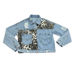 Light Blue Splice Leopard Denim Jacket Denim Jacket, Winter Jackets, Light Blue, Jackets & Coats, Fall Winter, Blue