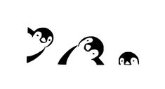 three penguins are standing in the same direction