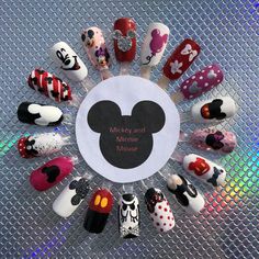 Mouse Nail Art, Mickey Mouse Nail Art, Disneyland Nails, Disney Christmas Nails, Mouse Nails, Disney Nail Designs, Mickey Mouse Nails, Disney Inspired Nails, Disney Acrylic Nails