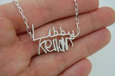 Mothers Day Gift  Kids Names Necklace for Mom  Kids Art Customizable Silver Signature Necklace, Customizable Sterling Silver Signature Necklace, Customizable Signature Sterling Silver Necklace, Signature Silver Name Necklace, Silver Signature Style Name Necklace, Custom Silver Necklace With Name For Gift, Customizable Signature Sterling Silver Name Necklace, Customizable Sterling Silver Signature Name Necklace, Silver Signature Name Necklace