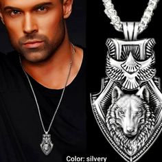 Wolf Necklace For Men, Eagle Wolf Shield Necklace, Norse Viking Wolf Head Pendant Necklace With 25.6” Chain, Vintage Celtic Wolf Totem Amulet Necklace, Punk Animal Wolf Jewelry Gift Versatile Metal High End Necklace, Birthday Party Jewelry, Anniversary Gift For Men And Women Brand New In Original Packaging! Free Shipping When You Purchase 3+ Items. Pet & Smoke Free Home. Hot Item Please Allow A Possible Additional 7 - 10 Days For Delivery. I Guarantee My Items Are Brand New. Please Understand Wh Wolf Necklace Men, Celtic Wolf, Viking Wolf, Wolf Totem, Eagle Pendant, Eagle Necklace, Wolf Necklace, Wolf Jewelry, Silver Necklace Set