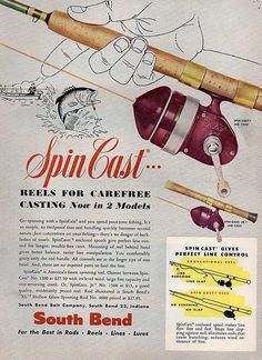 an old advertisement for spincast fishing rods