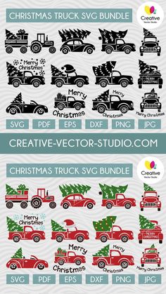 the christmas truck svg bundle is shown