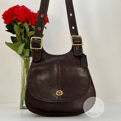 Vintage Coach #9235 Crescent Bag In Mocha Leather Made In The Original Nyc Factory & Estimated To Be From The 80's Includes Hangtag Condition- Some Mild Normal Wear Throughout, Please See Photos. There's Some Also Some Tearing In The Top/Border Layer Of Leather On The Strap, Please See Close Up Photos. Otherwise, Nice Vintage Condition. Please See Photos For Approximate Measurements. Thank You For Shopping With Us! Thrifted Bags, Dark Academia Bag, Bag Tour, Cheese Wheel, Crescent Bag, Drip Drip, Wishlist 2024, Mine Mine, Coach Satchel