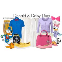 the disney and daisy duck outfits are all in different colors