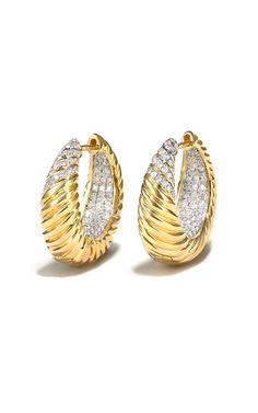 Gold Diamond Hoop Earrings, Spring Earrings, Spring Jewelry, Diamond Hoop Earrings, Single Earring, Exquisite Jewelry, Designer Earrings, Moda Operandi