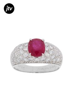 1.90 CTS Red Ruby and 1.07 CTS White Diamond 18K White Gold Ring. Measures approximately 1.00"L X 0.81��� W and has a finished under-gallery. Ring comes with a GCAL Lab Report indicating Excellent Craftsmanship. Lab Report, Red Ruby, White Gold Ring, White Gold Rings, White Diamond, Gold Ring, Gold Rings, Ruby, 18k Gold