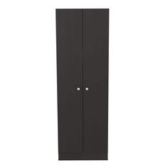 a tall black cabinet with two doors