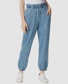 $69 Frayed Denim Women's Blue Denim Solid Paper-Bag Jogger Pants Size 28 Description Frayed Jedi Sky Blue Denim Solid Paper-Bag Jogger Pants Approx. inseam: 27" High rise: approx. 13"; leg opening: 10-1/2" Pull-on style; belt loops Smocked waistband and hemlines Pockets at front Cotton/spandex blend Machine washable Imported About Us We sell only 100% authentic clothing from new with tags to gently used. We have a 100% authentic or money back guarantee on every item we sell. Items are listed dai Denim Paper, Frayed Jeans, Cuffed Jeans, Frayed Denim, Elastic Belt, Womens Capris, Pants Blue, Family Pajamas, Blue Denim Jeans