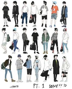 an image of people standing together in different outfits and clothes with the words, pt 1 doved?'d