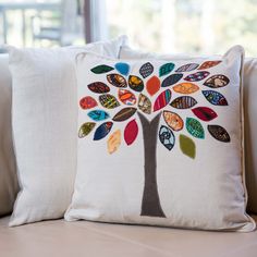 Family Tree Pillow - Kenyan materials and design for a fair trade boutique Family Tree Quilt Patterns, Family Tree Pillow, Family Tree Quilt, Vinyl Tree Wall Decal, Art Auction Projects, Family Pillow, Photo Quilts, Auction Projects, Pillow Embroidery