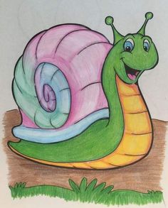 a drawing of a snail on the ground