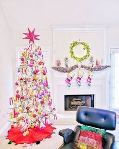 a decorated christmas tree in a living room