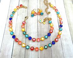 8mm, rainbow jewelry set, 8mm, adjustable necklace and bracelet, lever back earrings. Adjustable Rainbow Jewelry With Lobster Clasp, Rainbow Jewelry, Rainbow Crystal, Adjustable Necklace, Over The Rainbow, Crystal Jewelry, Crystal Necklace, Necklace Set, Jewelry Set