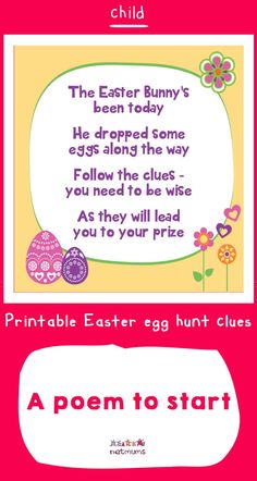 an easter egg hunt for children to learn how to write the poem, and what to do