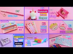 hello kitty stationery set with pencils, pens and other items on pink background