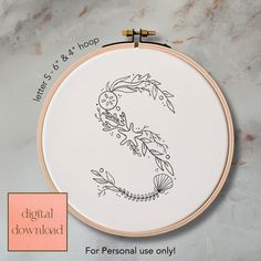 an embroidery pattern with the letter c on it and instructions for how to use it