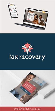 the website for tax recovery is displayed on two laptops, one with an image of a