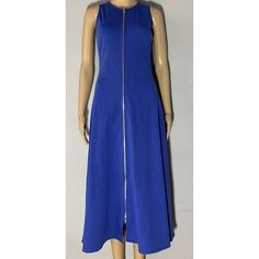 Elevate Your Wardrobe With This Stunning Flared Zip-Up Midi Dress From The Renowned Brand Cos. Perfect For Any Occasion, This Dress Features A Solid Pattern And Is Designed To Fit Women Of All Sizes. The Dress Is Made With High-Quality Materials And Is Available In A Beautiful Blue Color That Is Guaranteed To Turn Heads. With A Stylish A-Line Design And A Zip Closure, This Dress Is Both Fashionable And Functional. Its Midi Length Makes It A Versatile Addition To Your Wardrobe, And It Is Perfect Blue Dresses With Side Zipper, Blue Sleeveless Dress With Side Zipper, Blue Knee-length Dresses With Side Zipper, Blue Summer Dress With Side Zipper, Spring Midi Dress With Side Zipper, Casual Stretch Dress With Side Zipper, Casual Blue Dress With Back Zipper, Women Of All Sizes, Solid Pattern