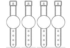 four different straps with circles and dots on each side, all in black and white