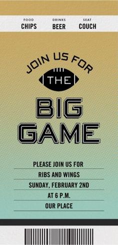 a ticket for the big game is shown