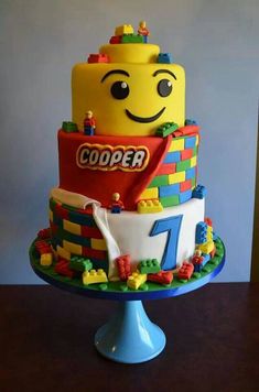 a birthday cake made to look like legos